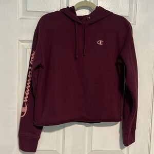 Champion Crop Hoodie purple and pink